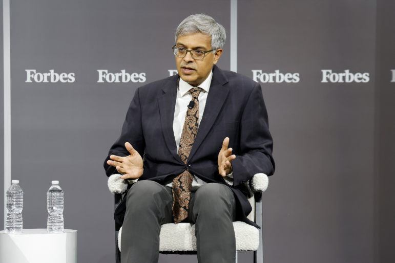 NEW YORK, NEW YORK - DECEMBER 05: Jay Bhattacharya speaks during the 2023 Forbes Healthcare Summit at Jazz at Lincoln Center on December 05, 2023 in New York City. (Photo by Taylor Hill/Getty Images)