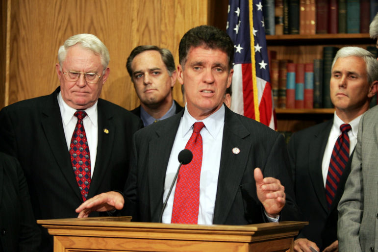 WASHINGTON - MAY 24: Rep. Dave Weldon (R-FL) who opposes the Castle-DeGette bill speaks during a press conference after the House of Representatives voted today to ease restrictions on federal financing for embryonic stem cell research May 24, 2005 in Washington, DC. The 238-to-194 vote in favor is short of the 290 needed to override a presidential veto. (Photo by Joe Raedle/Getty Images)