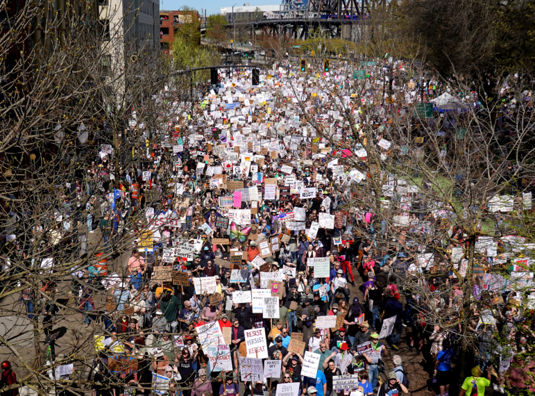 Thousands of protesters march in Portland, Oregon