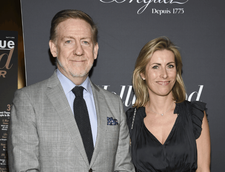 "60 Minutes" executive producer Bill Owens, left, shown with executive editor Tanya Simon in 2019. Owens resigned Tuesday, saying corporate leaders were no longer letting him "make independent decisions based on what was right for 60 Minutes, right for the audience."