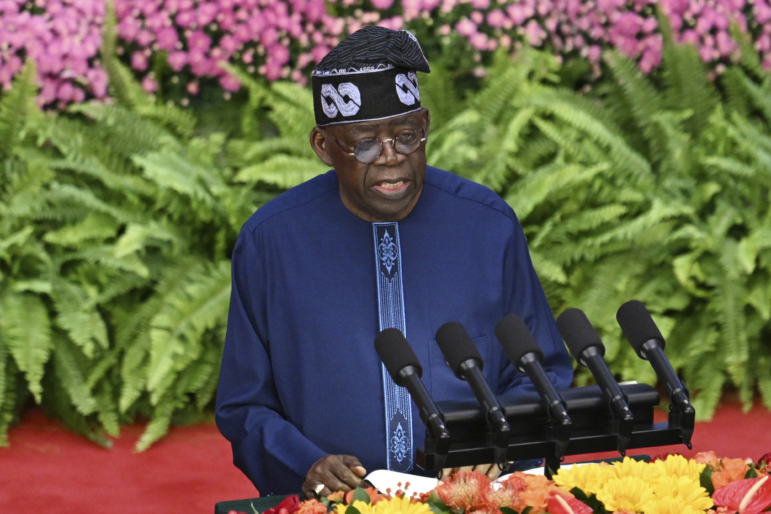 Nigeria's President Bola Ahmed Tinubu speaks at the opening ceremony of the Forum on China-Africa Cooperation (FOCAC) at the Great Hall of the People in Beijing in September, 2024.