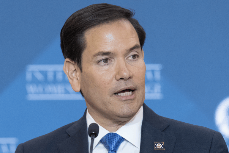 Secretary of State Marco Rubio, speaks at the State Department in Washington, April 1 2025.