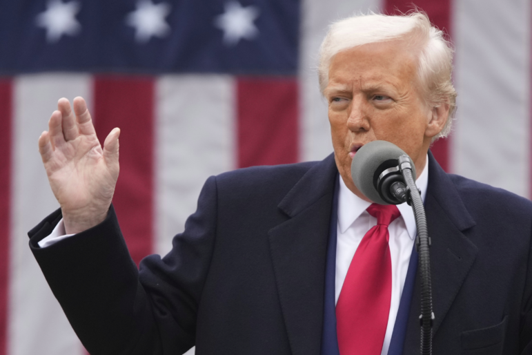 President Trump speaks during an event to announce new tariffs in the Rose Garden at the White House on April 2, 2025, in Washington.