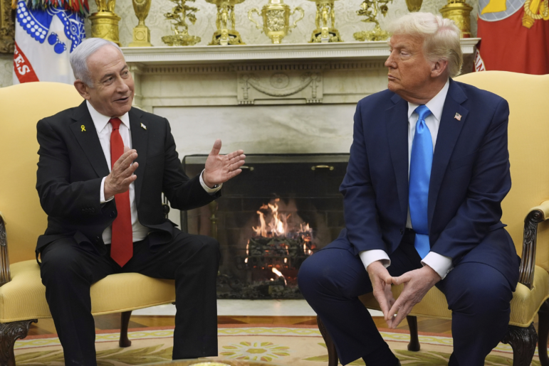 Israeli Prime Minister Benjamin Netanyahu meets with President Trump in the Oval Office of the White House, Feb. 4, in Washington, D.C.