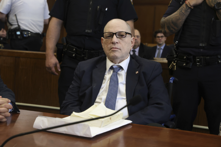 Harvey Weinstein appears in court for a pre-trial hearing on Wednesday, April 9, 2025 in New York.