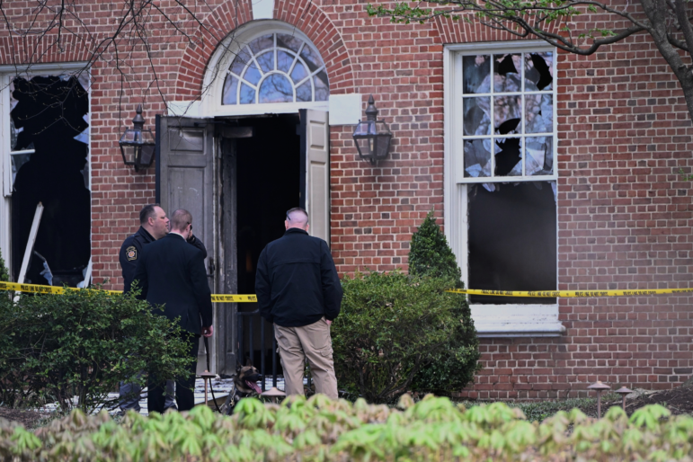 Investigators are on the scene after an overnight fire at the governor’s official residence on Sunday, April 13, 2025 in Harrisburg, Pa.