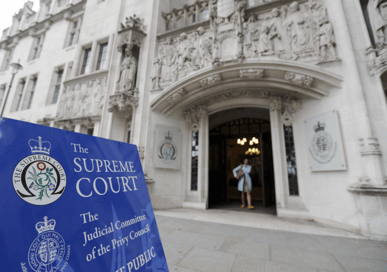 The entrance of the Supreme Court in London.