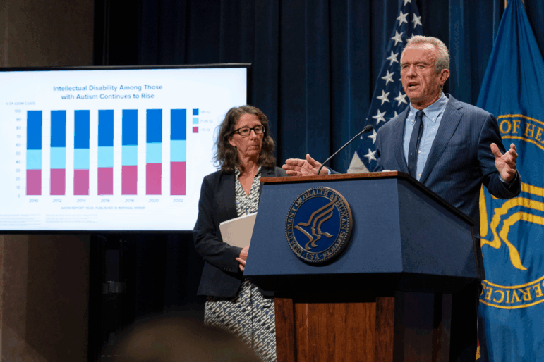 Health and Human Services Secretary Robert F. Kennedy Jr. speaks during a news conference autism rates on Wednesday, April 16, 2025.
