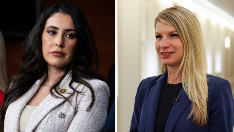 From left, Rep. Anna Paulina Luna, R-Fla. and Rep. Brittany Pettersen, D-Colo., have been leading a push in the House to allow proxy voting for up to 12 weeks for House members who have recently given birth or whose spouse has.