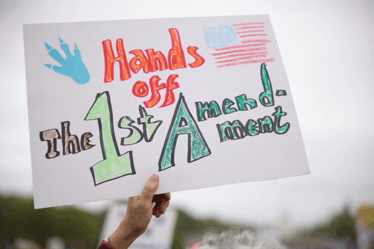 People gathered to protest the Trump administration during the 'Hands Off' protest on the National Mall in Washington, D.C. on April 5, 2025.