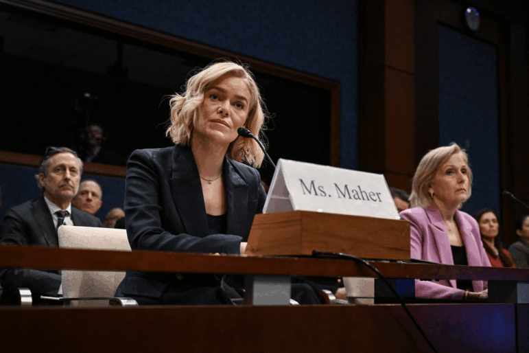 (L-R) President/CEO of National Public Radio (NPR) Katherine Maher and President/CEO of Public Broadcasting Service (PBS) Paula Kerger testify during a House Oversight and Government Reform Committee hearing on Capitol Hill on March 26, 2025 in Washington, DC. (Photo by Drew ANGERER / AFP) (Photo by DREW ANGERER/AFP via Getty Images)