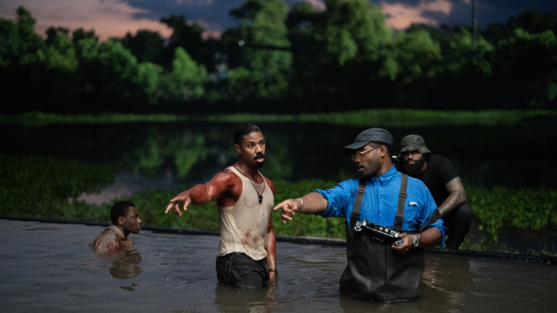 Michael B. Jordan and director Ryan Coogler on set of Sinners.