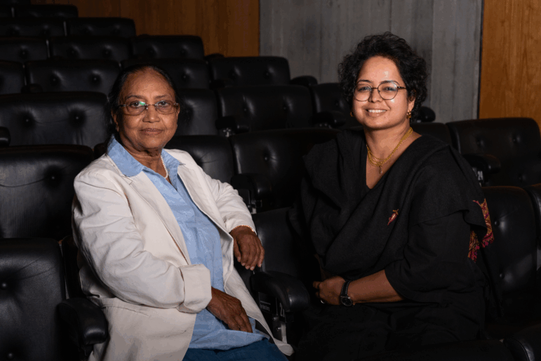 Author Banu Mushtaq (left) and translator Deepa Bhasthi (right) won this year's International Booker Prize, for the book Heart Lamp.