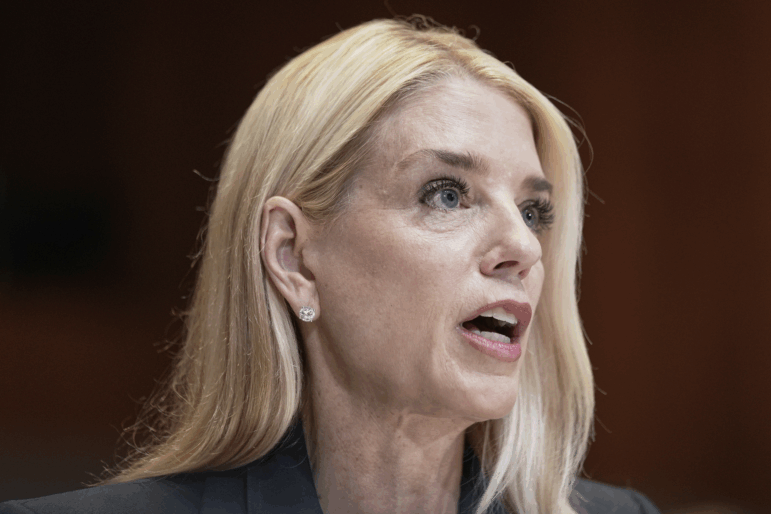 Attorney General Pam Bondi testifies during a Senate Appropriations Committee hearing on the president's Fiscal Year 2026 Budget on Capitol Hill on June 25, 2025, in Washington.