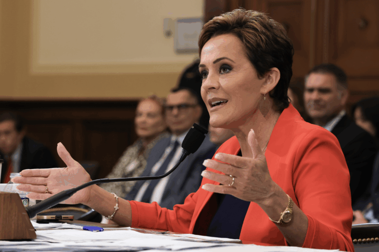 Kari Lake, President Trump's special adviser overseeing the shrinking of the U.S. Agency for Global Media, testifies before the House Committee on Foreign Affairs hearing on June 25, 2025 in Washington, DC.