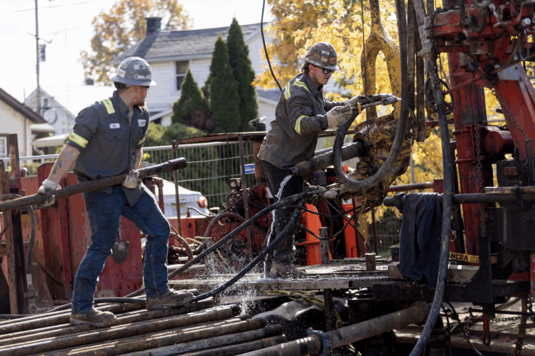 The CSR Services crew works on plugging an orphan well on a homeowner’s property in Ashland, OH on October 24, 2024.