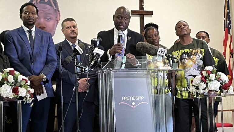 Civil rights attorney Ben Crump speaks at a press conference.