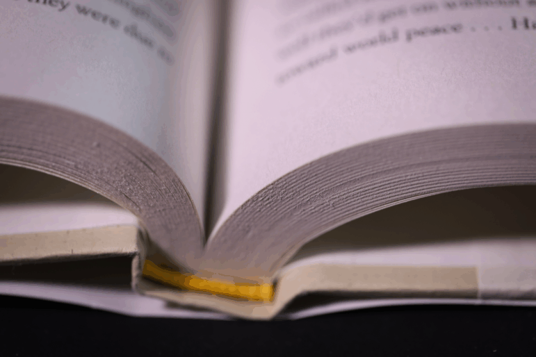 A close up of an open book