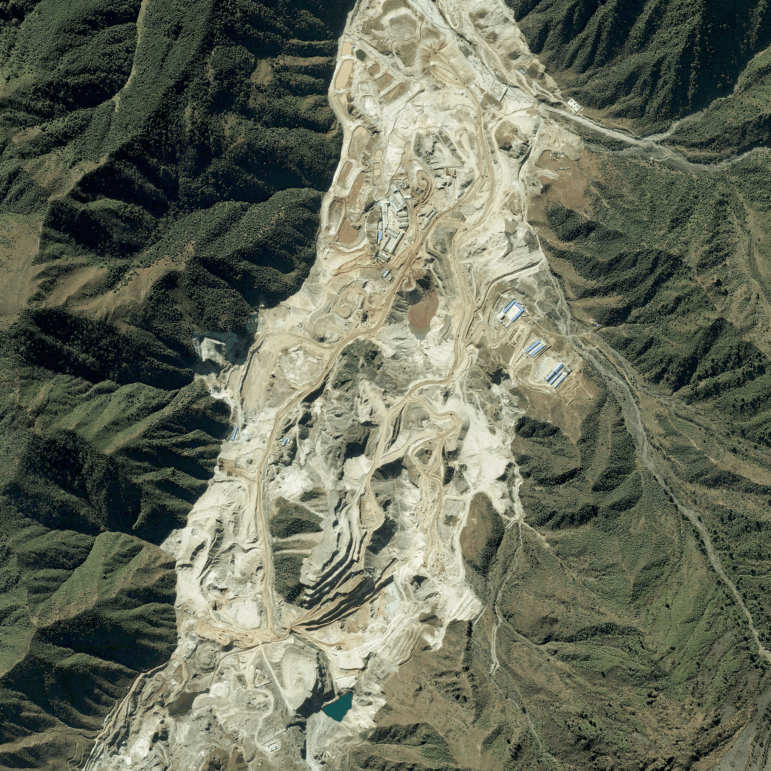 This is a satellite image collected on Nov. 13, 2012, of the Maoniuping Mine, one of China's largest rare earth elements mines, located near Mianning, Sichuan province, China.