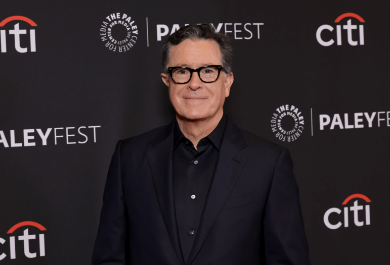 HOLLYWOOD, CALIFORNIA - APRIL 21: Stephen Colbert arrives at Paley Fest LA 2024 - "The Late Show With Stephen Colbert" at the Dolby Theatre on April 21, 2024 in Hollywood, Calif. (Photo by Kevin Winter/Getty Images)