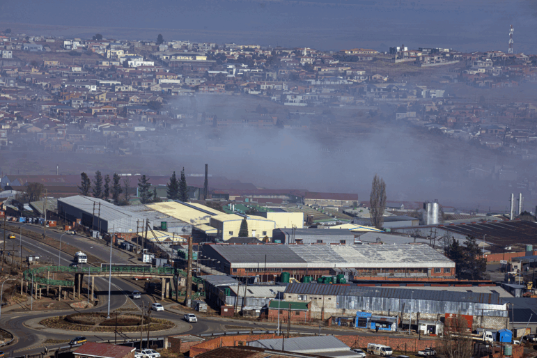 An overview of textile factories on July 5, 2025 in Ha Thetsane Industrial Area in Maseru, Lesotho. Lesotho has around 35,000 garment workers and many of them face an uncertain future.