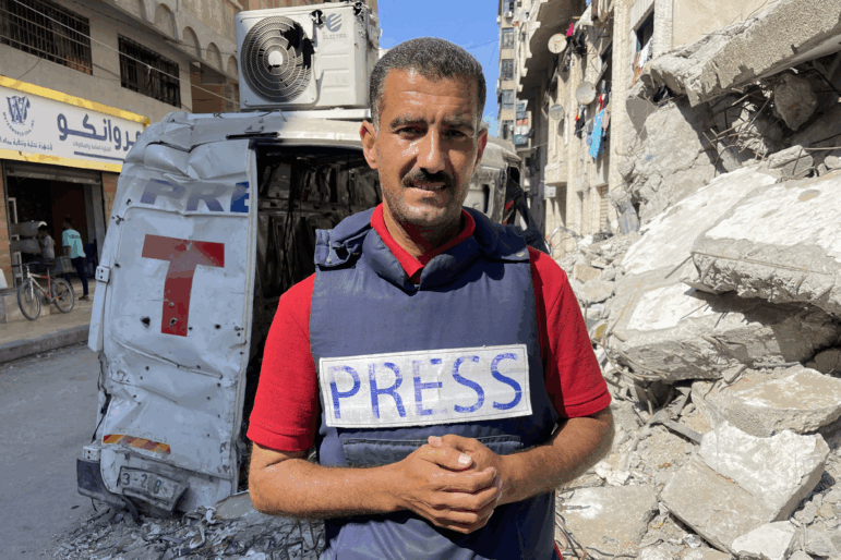 AFP journalist Khader Zaanoun poses for a picture in Gaza City on Tuesday. AFP journalists in the Gaza Strip say chronic food shortages are affecting their ability to cover Israel's conflict with Hamas militants.