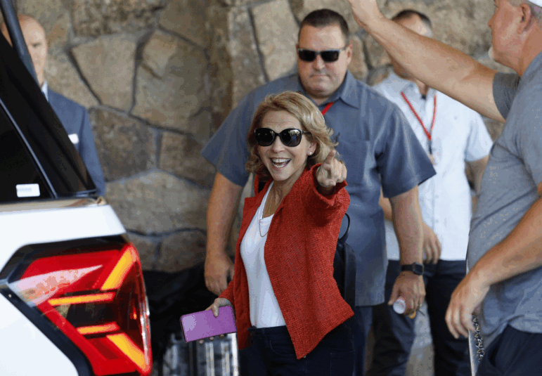 Paramount Global's controlling owner Shari Redstone, shown last year at a gathering of media and tech titans in Idaho. Her company struck a deal to pay President Trump's foundation$16 million to settle his lawsuit against CBS's 60 Minutes that most legal observers consider frivolous. Trump's regulators are weighing her sale of Paramount to Skydance Media.