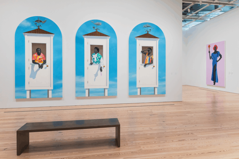 A portion of Amy Sherald: American Sublime as it currently appears at the Whitney Museum of American Art in New York.