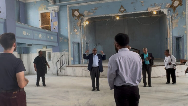 Llevelyn Rhone gives a tour of the historic Prince Hall Masonic Temple.