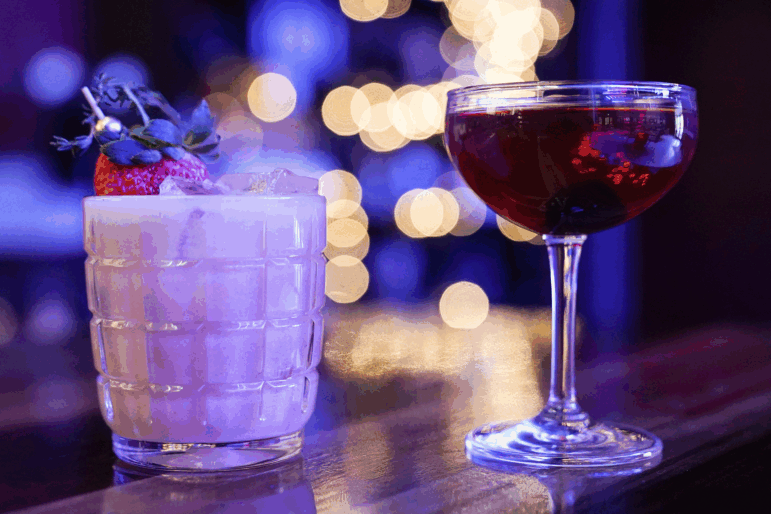 Mixed drinks are displayed at a bar in Baltimore, Feb. 8, 2023.