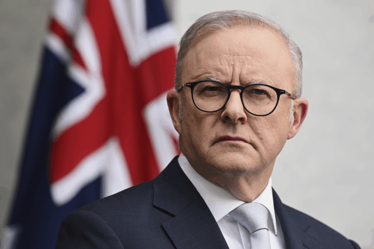 Australian Prime Minister Anthony Albanese speaks to the media during a press conference at Parliament House in Canberra, Australia, Tuesday, Aug. 26, 2025.