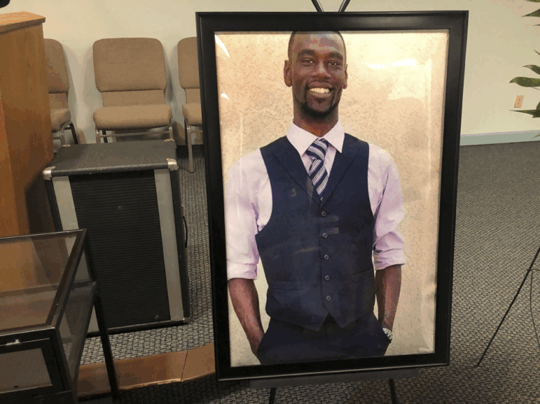 A portrait of Tyre Nichols is displayed at a memorial service for him on Tuesday, Jan. 17, 2023 in Memphis, Tenn., after he was fatally beat by Memphis Police during a traffic stop.