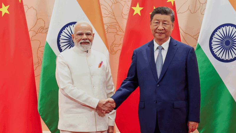 In this photo provided by Indian Prime Minister's Office, Indian Prime Minister Narendra Modi, left, and Chinese President Xi Jinping shake hands before their meeting on the sidelines of the Shanghai Cooperation Organization (SCO) summit in Tianjin, China Sunday, Aug. 31, 2025.
