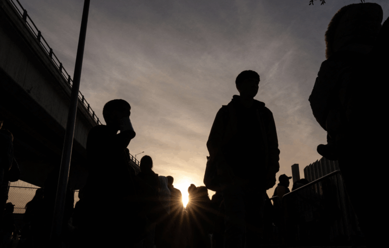 Asylum-seekers wait for their CBP One appointments with U.S. authorities before crossing through El Chaparral port of entry in Tijuana, Mexico, on January 20, 2025.