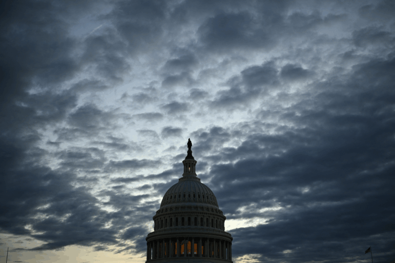 In this file photo, the U.S. Capitol is shown at dusk in Washington, DC, on April 4, 2025.