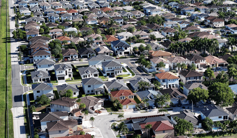 An aerial view of single family homes earlier this month in Miami.