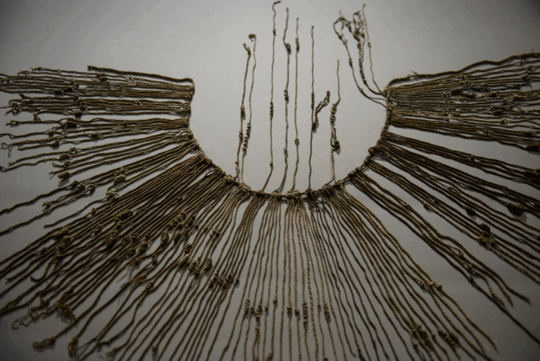 A cotton and agave fiber Inca khipu is seen at an exhibit at the Smithsonian National Museum of the American Indian in 2015 in Washington, D.C.