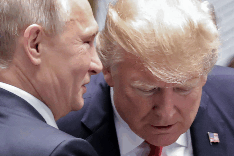 Russian President Vladimir Putin and President Trump talk during the Asia-Pacific Economic Cooperation (APEC) leaders' summit in Danang, Vietnam on Nov. 11, 2017.