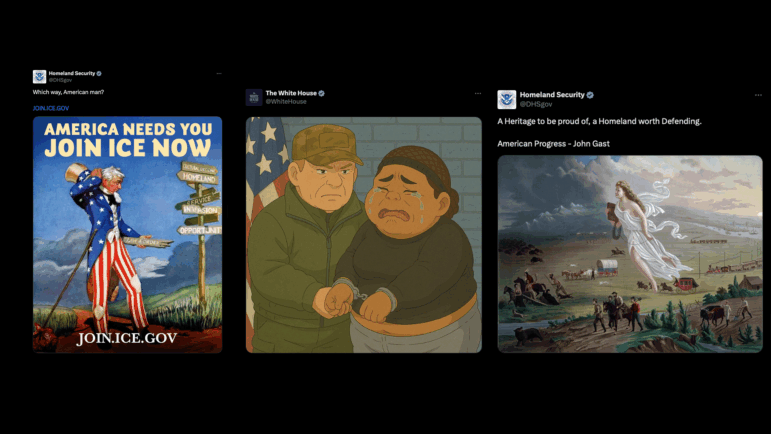 White supremacist tropes and ironic viral jokes posted on official government social media accounts illustrate the Trump administration’s project of redefining who belongs in the United States.