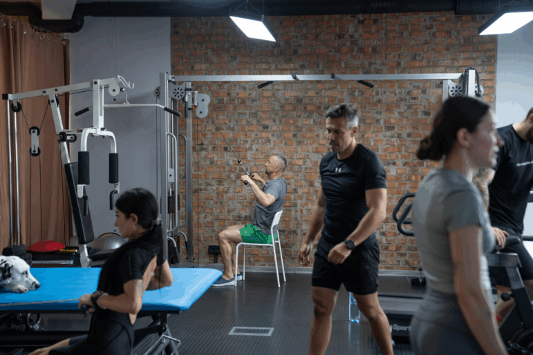 Andriy Khrystiuk exercises during a CrossFit class at the Lviv Habilitation Center where he’s staying to recover from mental trauma that he is experiencing as a result of serving in Ukraine’s military.