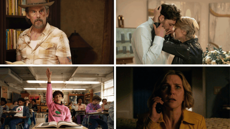 Clockwise from top left: The Lowdown, The Girlfriend, Pluribus, Stranger Things