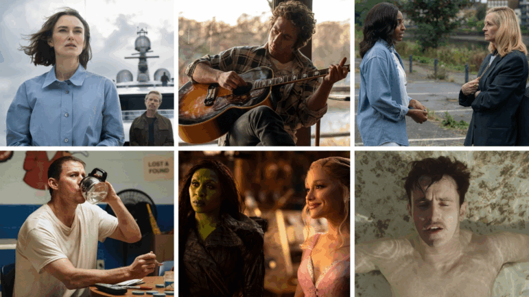 Clockwise from top left: The Woman in Cabin 10; Springsteen: Deliver Me From Nowhere; After the Hunt; The History of Sound; Wicked for Good; Roofman