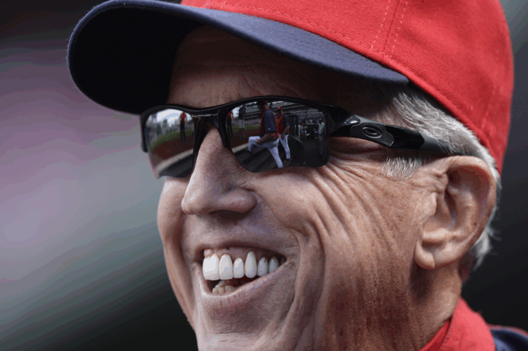 Washington Nationals manager Davey Johnson laughs before a game against the Miami Marlins at Nationals Park in Washington, D.C. on Sept. 22, 2013.