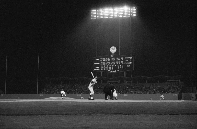 Sandy Koufax of the Los Angeles Dodgers pitches to Chris Krug of the Chicago Cubs in the top of the ninth inning, en route to his perfect game in Los Angeles, Calif., on Sept. 9, 1965.