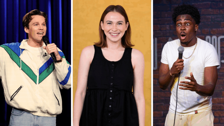 New SNL cast members Tommy Brennan, Viktoria Slowikowska and Kam Patterson (L-R).