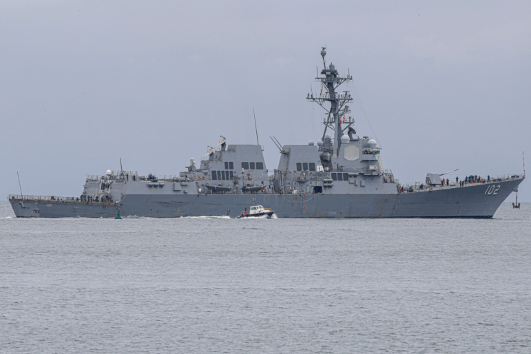 The USS Sampson (DDG 102), a U.S. Navy missile destroyer, docks at the Amador International Cruise Terminal in Panama City, Panama, on Sept. 2.