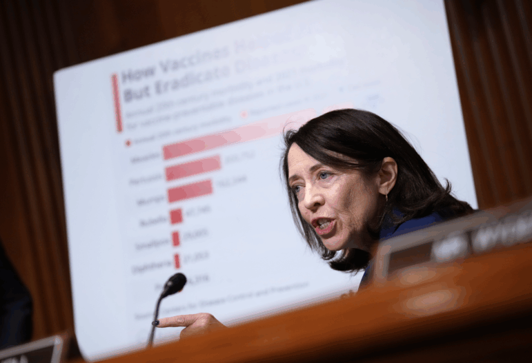 Sen. Maria Cantwell (D-WA) questions Health and Human Services Secretary Robert Kennedy Jr. during a Senate Finance Committee at the Dirksen Senate Office Building on September 04, 2025 in Washington, DC. The committee met to hear testimony on President Trump's 2026 health care agenda.