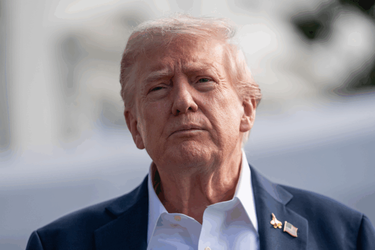 President Trump speaks to the press from the South Lawn of the White House in Washington, D.C., on September 26, 2025, en route to attend the Ryder Cup. (Photo by Allison ROBBERT / AFP) (Photo by ALLISON ROBBERT/AFP via Getty Images)