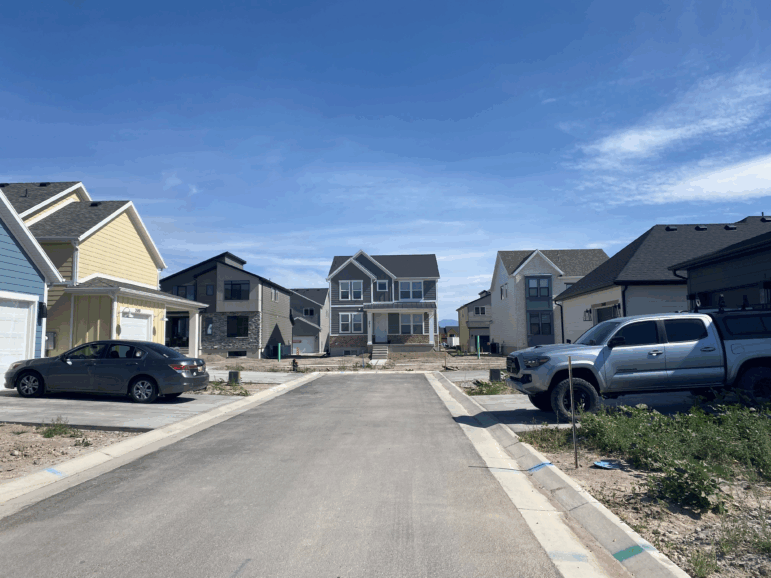 A new Nilson Homes development in Plain City, Utah, includes smaller starter homes side by side with larger market-rate ones.