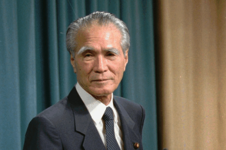 FILE - Japanese Prime Minister Tomiichi Murayama stands before reporters prior to his statement of war remorse at the prime minister's official residence in Tokyo, Aug. 15, 1995.